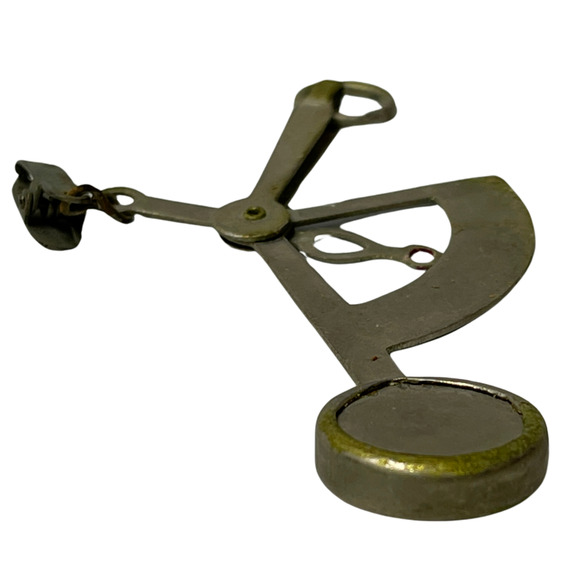 Vintage 1950s 60s Postal Scale Handheld Hanging w/ Leather Case Brass Balance - Picture 7 of 12